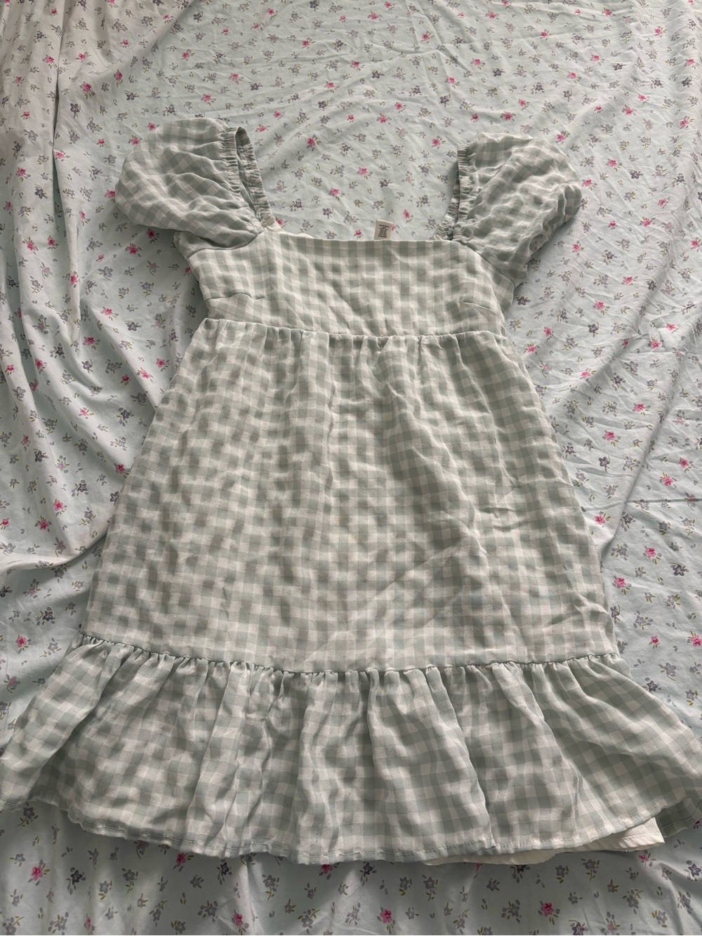 Soft Sage Gingham Dress with Ruffle Hem. Fulltilt Tilly’s
